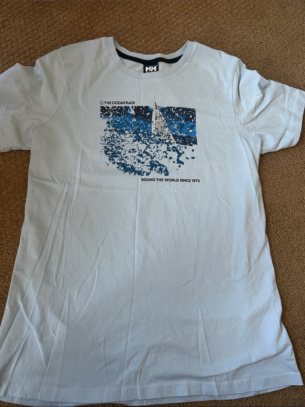 Helly Hansen light blue T-Shirt with “The Ocean Race” Sailing Graphic